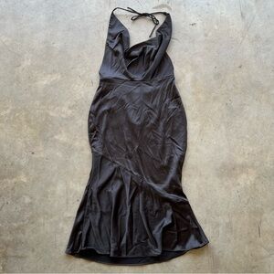 oh polly Elegant Black Halter Dress